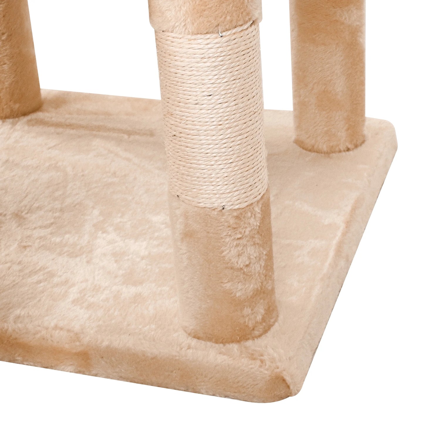 69" Cat Tree for Large Cats, Indoor Cat Tower for Cozy Plush Perches Multi-Level Cat Condo Play House, Beige