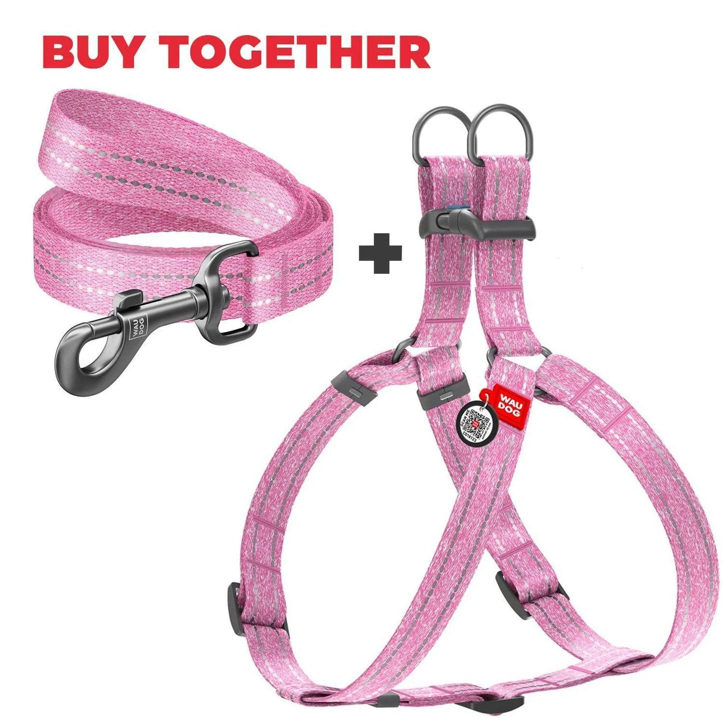 Pink Cotton Dog Harness Eco Friendly Adjustable for Medium Dogs M Size 2332 In