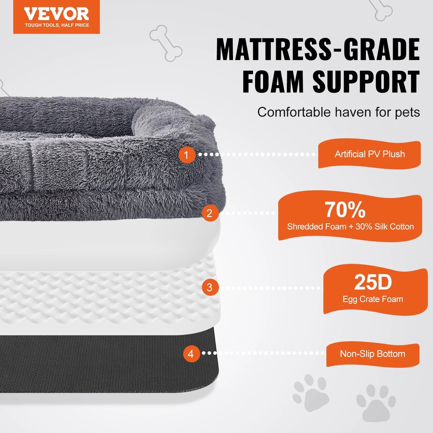 VEVOR Human Dog Bed 72 X48X10In Large Human Size Dog Bed Washable PV Velvet