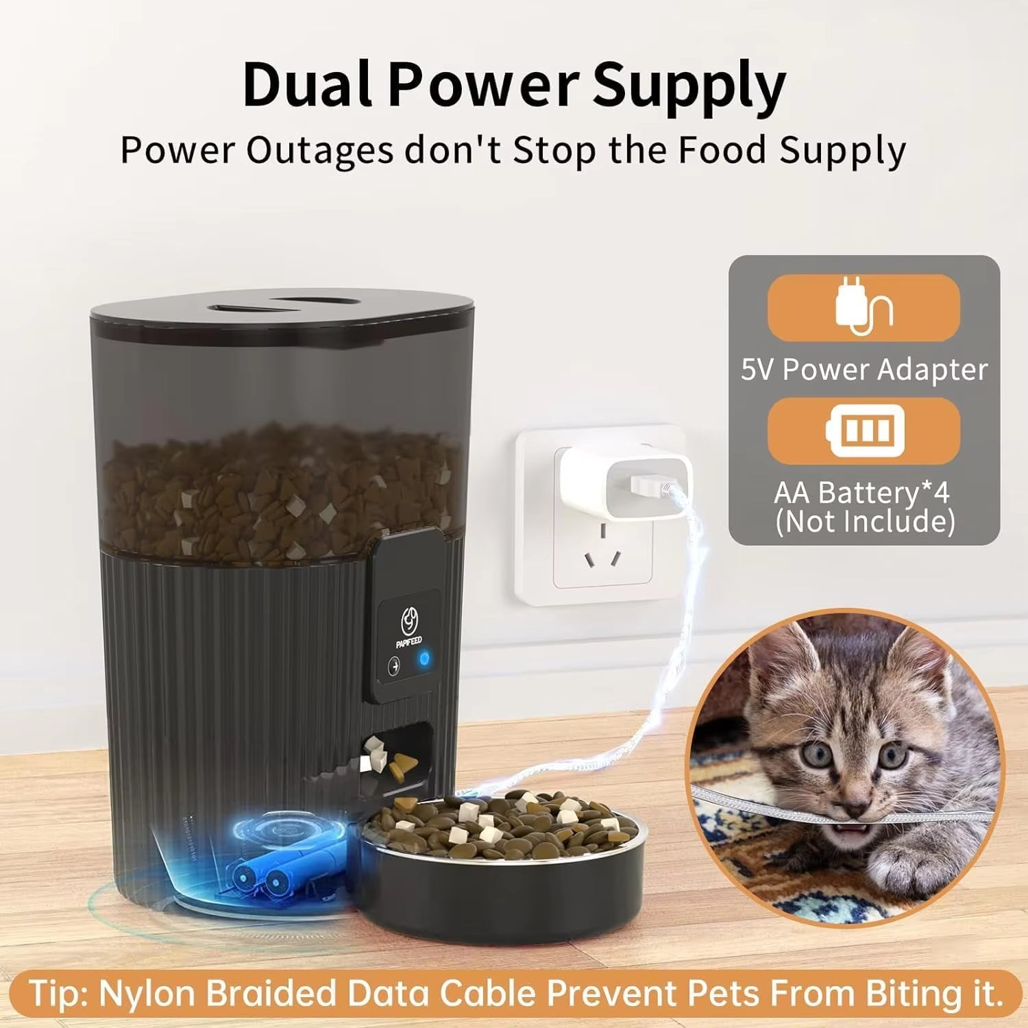 Automatic Cat Feeder Wifi Pet Feeder for Cat/Dog Compatible with Alexa&Echo 15 Cup Timed Cat Food Dispenserup To10 Meals per Day