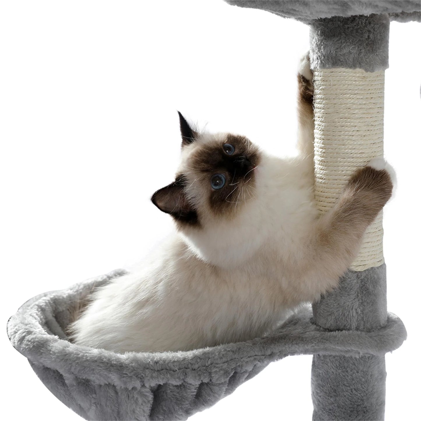 56" Multi-Level Cat Tree Tower House for Indoor Cats, Cat Condo Plush Perch with Scratching Posts, Gray