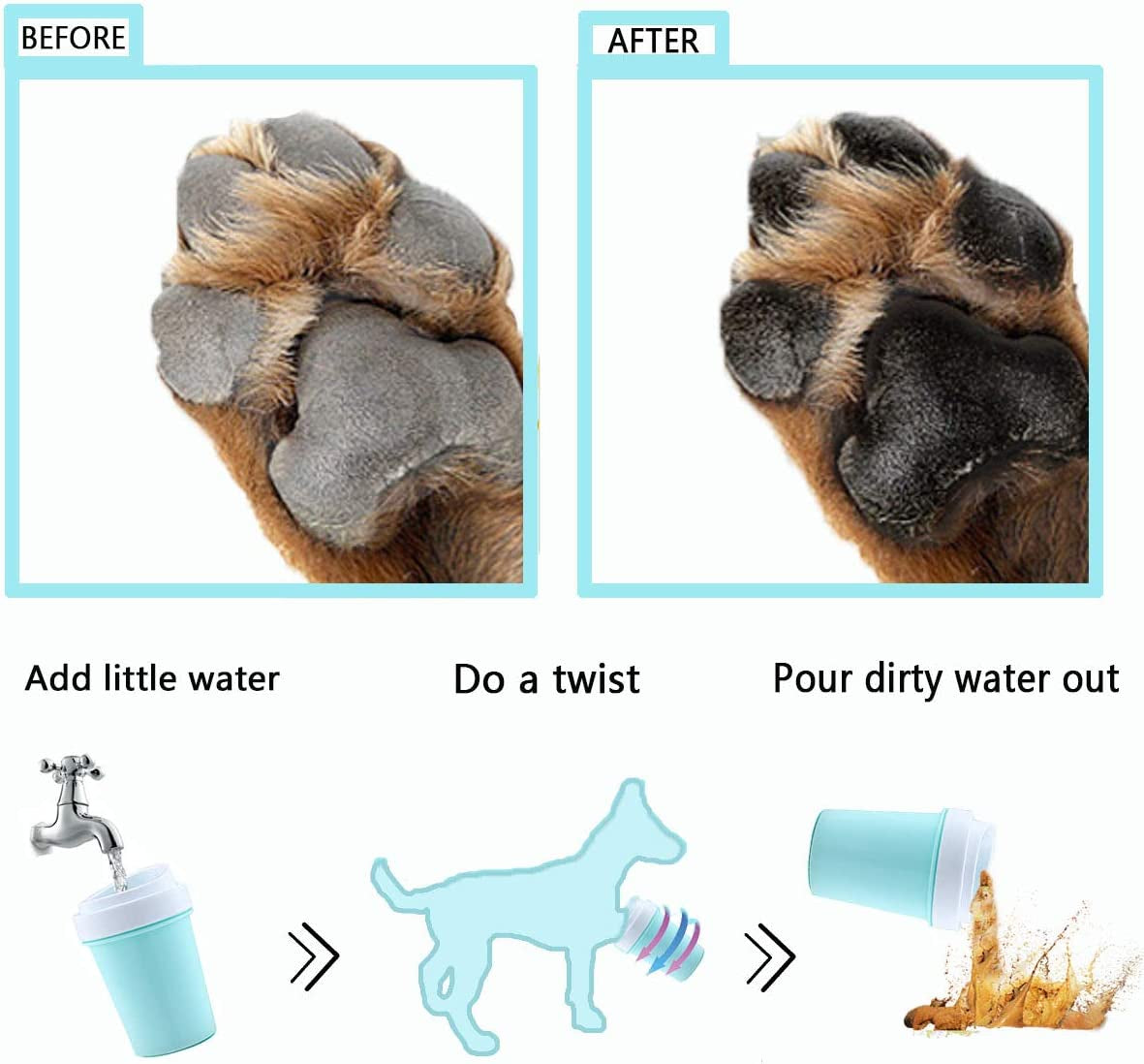 Pet Paw Washer and Cleaner - Easy to Disassemble and Install Dog Foot Brush for Muddy Paws